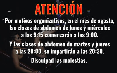 Modificación de horario de las clases de abdomen en agosto