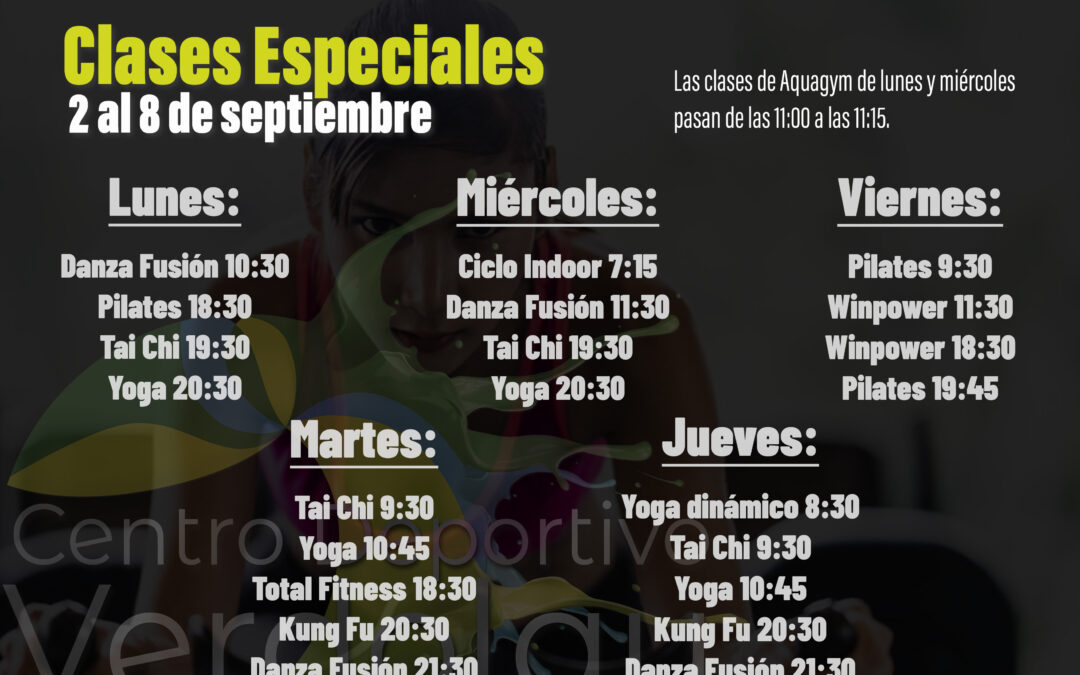 Clases especiales, semana del 2 al 8 de septiembre